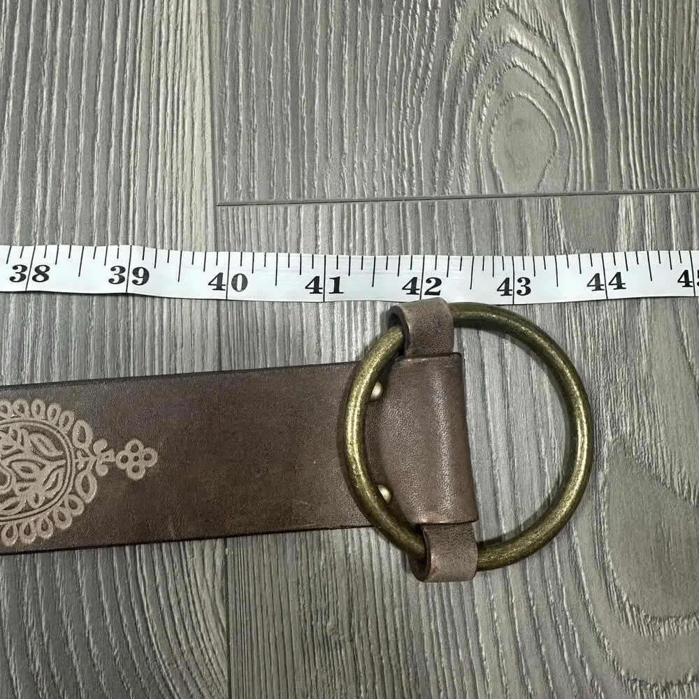 Gap Brown Leather Belt with Paisley Details and Gold‎ Buckle